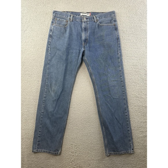 Levi's 505Jeans Mens 38x32 Blue Straight Fit Medium Wash Cotton - Picture 1 of 13